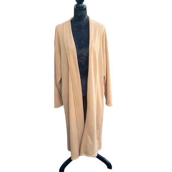 Fashion Nova Ladies Long Line Open Duster Brown Pockets XL Polyester and Cotton - Picture 5 of 10
